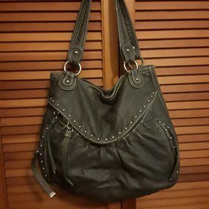 Ladie's Gray Rhinestone Zippered Shoulder Bag, Purse, Shoulder Bag, Accessories
